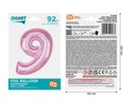 Godan, balon foliowy, cyfra 9 jasnoróżowa Smart, 92 cm