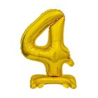 Godan, B&C, balon foliowy cyfra stojąca, 4, złota, 38 cm