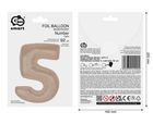 Godan, Smart, balon foliowy, cyfra 5 matowa latte, 92 cm