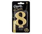 Godan, świeczka cyferka 8, Beauty&Charm metalik złota, 8 cm