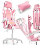 Gordon Trade, fotel gamingowy z podnóżkiem, regulowany, poduszka masująca, różowy-biały