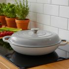 Hage, emaliowany garnek, płaski, żeliwny, szary, 30 cm, 3l