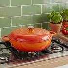 Hage, emaliowany garnek żeliwny, płaski, pomarańczowy, 30 cm, 3l