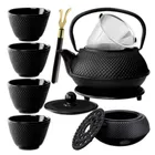 Hage, zestaw dzbanek żeliwny, z filiżankami i podgrzewaczem, czarny, 4-60 ml, 900 ml