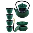 Hage, zestaw dzbanek żeliwny, z filiżankami i podgrzewaczem, zielony, 4-60 ml, 900 ml