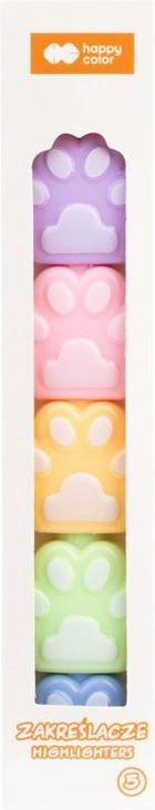 Happy Color, Cat&Dog, zakreślacze, Łapka, Fluo, 5 szt.