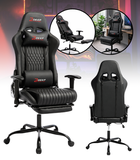 Hedo, fotel gamingowy z podnóżkiem, czarny