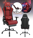 Hedo, fotel gamingowy z podnóżkiem, czerwony