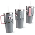 Hello Kitty, kubek do picia ze słomką i uchwytem stal, 600 ml