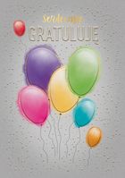 Henry, karnet A5 z kopertą, gratulacje, złocony, pęk balonów