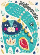 Henry, karnet B6 z kopertą, złocony, turkusowy kot