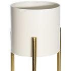 Home Styling Collection, doniczka na stojaku, biała na złotych nóżkach, 35-20 cm