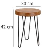 Home Styling Collection, drewniany stołek z metalowymi nogami, industrial, natural style