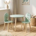 Home Styling Collection, drewniany stolik z 2 krzesełkami dla dzieci, motyw dinozaura, wys. 50 cm