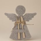 Home Styling Collection, filcowa kieszonka na sztućce w kształcie aniołka, 22-20 cm