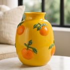 Home Styling Collection, Gort, wazon na kwiaty z pomarańczowym wzorem, żółty, 17-25 cm