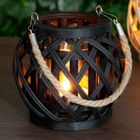 Home Styling Collection, lampion na świeczkę, bambusowy, czarny, 14,5-14 cm