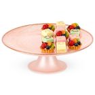 Home Styling Collection, patera na tort, na nóżce, szklana, różowa, 21 cm