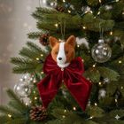 Home Styling Collection, welurowa kokarda ze zwierzątkiem, 20-30 cm