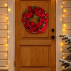 Home Styling Collection, wieniec bożonarodzeniowy na drzwi, poinsecja, 45 cm