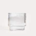 Homla, Amer, wazon, szklany podłużny prążkowany transparentny, 20-10-18,5 cm