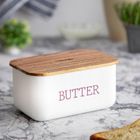 Homla, Avila, maselniczka, biała z akacjową pokrywką, 15-10-7 cm, 872520