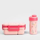 Homla, B2 Lusy, zestaw lunchbox, różowy z kubkiem, 1,8l