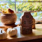 Homla, Crispo, domek z ledem, ceramiczny, brązowy, 11-10-21 cm