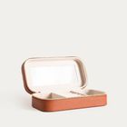 Homla, Rinas, szkatułka na biżuterię, w przeszycia w jodełkę, brązowa, duża, 20,5-10,5-6 cm