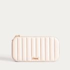 Homla, Rinas, szkatułka na biżuterię, w przeszycia w pasy, beżowa, duża, 20,5-10,5-6 cm