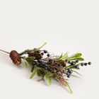 Homla, Tundra, gałązka sztuczna z szyszkami i głogiem, 60 cm