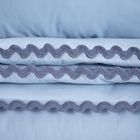 Homla, Vela, pościel, bawełniana z ozdobną lamówką niebieska, 200-220 cm