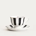 Homla, Velos, filiżanka ze spodkiem, w czarne paski, 0,15l