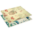 Humbi, dwustronna składana mata edukacyjna z pianki XPE, misie liski i auta, 120-180 cm