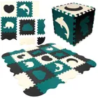 Humbi, mata piankowa, puzzle, kształty zoo, czarny kremowy ciemnozielony, 120-120 cm