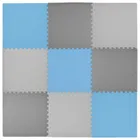 Humbi, mata piankowa, puzzle piankowe, niebieski, szary, ciemnoszary, 60-60 cm, 9 szt.