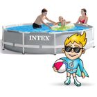 Intex, basen ogrodowy, stelażowy + maszynka do baniek, 15w1, 305-76 cm