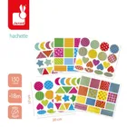 Janod, Figury geometryczne, duże naklejki na arkuszach, 150 szt.