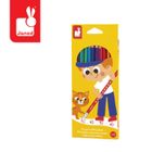 Janod, kredki ołówkowe zmazywalne, z gumką, 12 kolorów