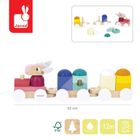 Janod, Zigolos, pociąg drewniany z klockami i zwierzątkami do ciągnięcia