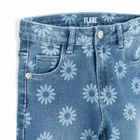 Jeansowe spodnie flare w kwiaty Cool Club