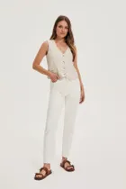 Kamizelka damska, beżowa, Moodo