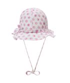 Kapelusz dziewczęcy, wiązany, biało-różowy, grochy, Döll
