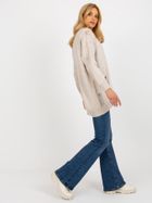 Kardigan damski z wełną, oversize, beżowy, Rue Paris