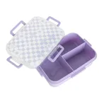 Kayokki, lunchbox dzielony, Szachownica, fioletowo-biała