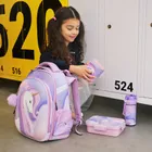 Kayokki, plecak szkolny, 1-komorowy, Jednorożec, fioletowy