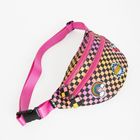 Kayokki, saszetka na biodra, Szachownica, różowo-pomarańczowa