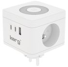 Kerg, kostka zasilająca 2-gniazdowa + ładowarka USB-A+USB-C + lampka LED 16A/250V