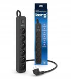 Kerg, listwa zasilająca z wyłącznikiem, 6 gniazd, 16A, 1,5m, czarny