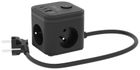 Kerg, Smart, kostka zasilająca, 3 gniazdowa, szybka ładowarka USB-A,C, 16A/250V, 1,5m H05VV-F